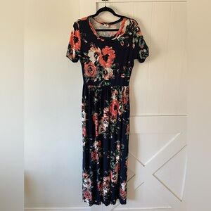 JessaKae Navy Floral Midi Dress